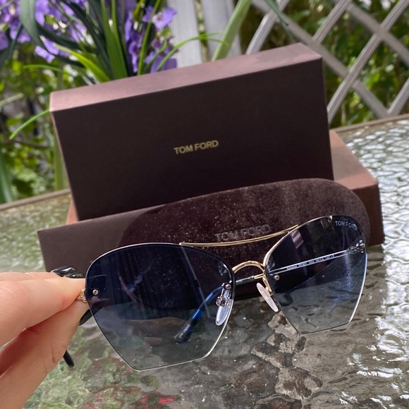 Tom Ford Blue & Gold Aviator Sunglasses main image 9